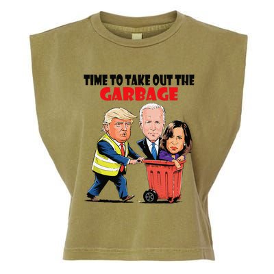 Funny Garbage For Trump 2024 Time To Take Out The Garbage Garment-Dyed Women's Muscle Tee