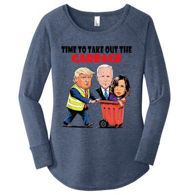 Funny Garbage For Trump 2024 Time To Take Out The Garbage Women's Perfect Tri Tunic Long Sleeve Shirt