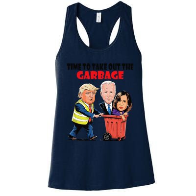 Funny Garbage For Trump 2024 Time To Take Out The Garbage Women's Racerback Tank