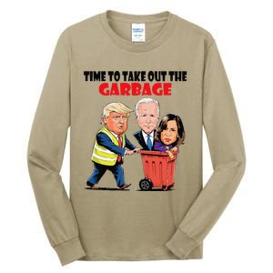 Funny Garbage For Trump 2024 Time To Take Out The Garbage Tall Long Sleeve T-Shirt