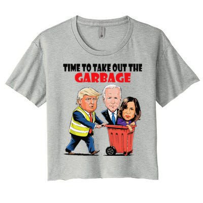 Funny Garbage For Trump 2024 Time To Take Out The Garbage Women's Crop Top Tee