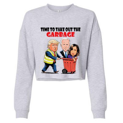 Funny Garbage For Trump 2024 Time To Take Out The Garbage Cropped Pullover Crew