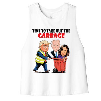 Funny Garbage For Trump 2024 Time To Take Out The Garbage Women's Racerback Cropped Tank