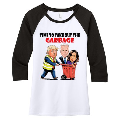 Funny Garbage For Trump 2024 Time To Take Out The Garbage Women's Tri-Blend 3/4-Sleeve Raglan Shirt