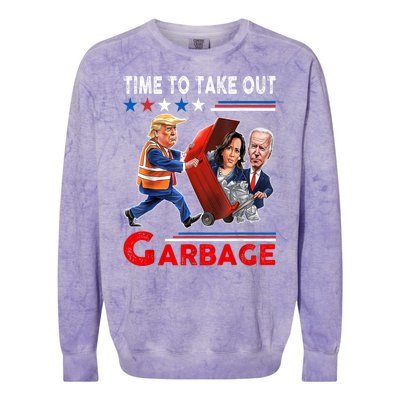 Funny Garbage For Trump 2024 Time To Take Out The Garbage Colorblast Crewneck Sweatshirt