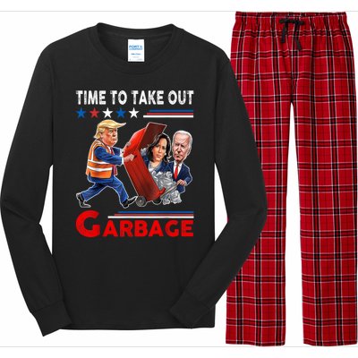 Funny Garbage For Trump 2024 Time To Take Out The Garbage Long Sleeve Pajama Set