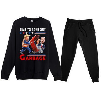 Funny Garbage For Trump 2024 Time To Take Out The Garbage Premium Crewneck Sweatsuit Set