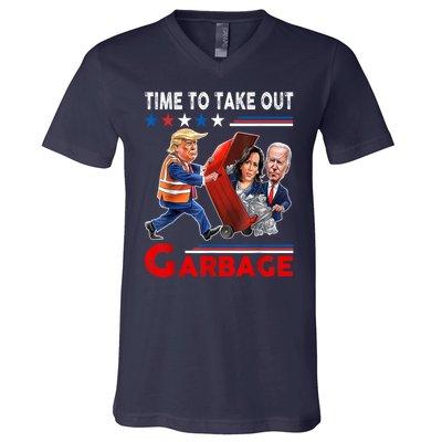 Funny Garbage For Trump 2024 Time To Take Out The Garbage V-Neck T-Shirt