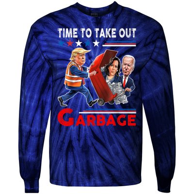 Funny Garbage For Trump 2024 Time To Take Out The Garbage Tie-Dye Long Sleeve Shirt