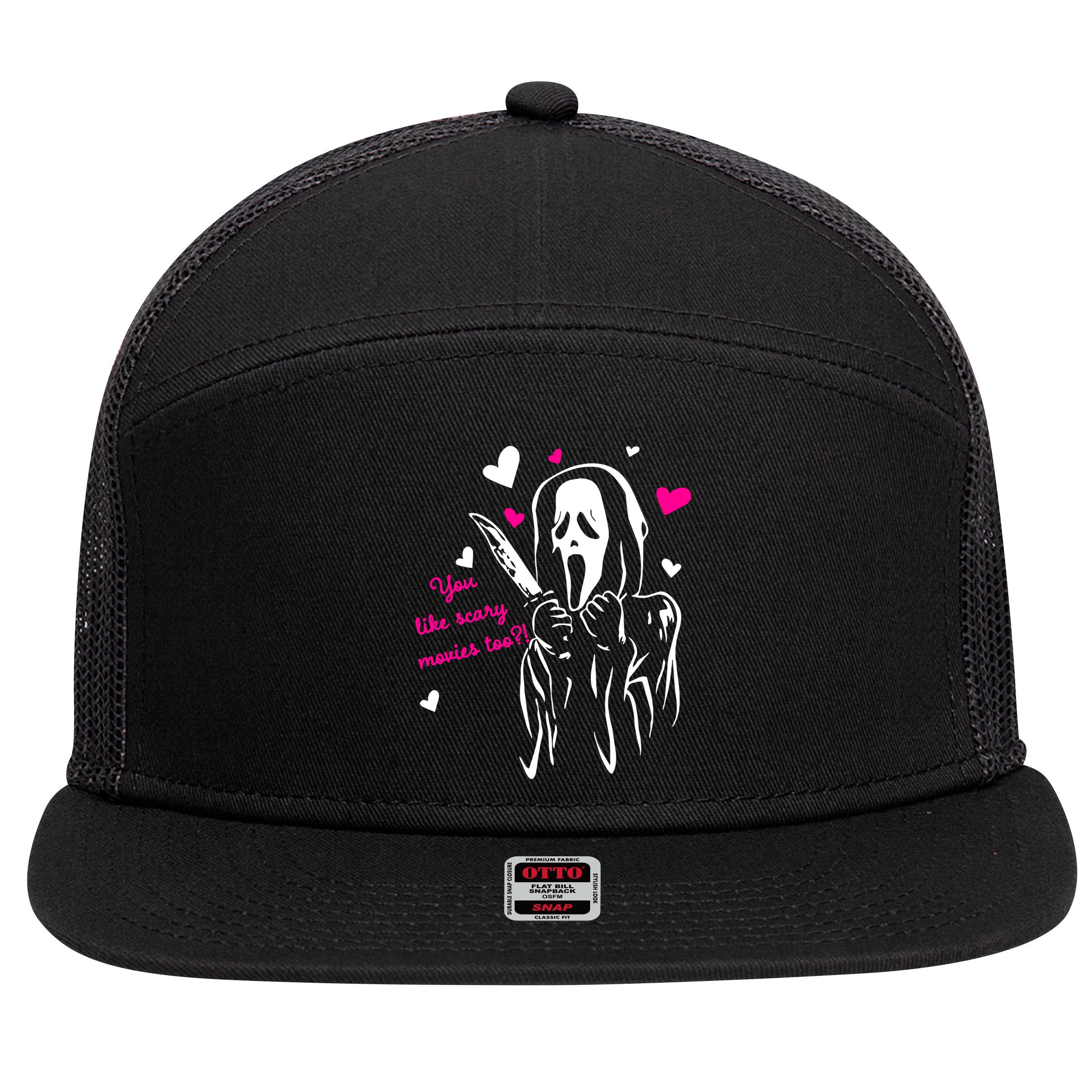 Funny Ghost Face You Like Scary Movies Too 7 Panel Mesh Trucker Snapback Hat