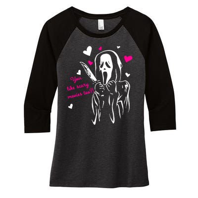 Funny Ghost Face You Like Scary Movies Too Women's Tri-Blend 3/4-Sleeve Raglan Shirt