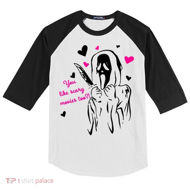 Funny Ghost Face You Like Scary Movies Too Kids Colorblock Raglan Jersey