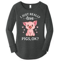 Funny Gift For Piggy Pig Hog Lovers Farmers I Just Really Love Pigs Ok? Hog Love Women's Perfect Tri Tunic Long Sleeve Shirt