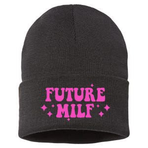 Funny Gift For Girl Women Future Milf Milfs Pink Design Sustainable Knit Beanie