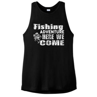 Funny Gift Fishing Adventure Here We Come Ladies PosiCharge Tri-Blend Wicking Tank