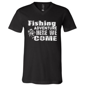 Funny Gift Fishing Adventure Here We Come V-Neck T-Shirt