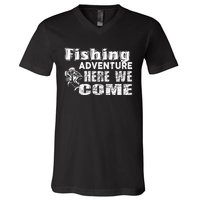 Funny Gift Fishing Adventure Here We Come V-Neck T-Shirt