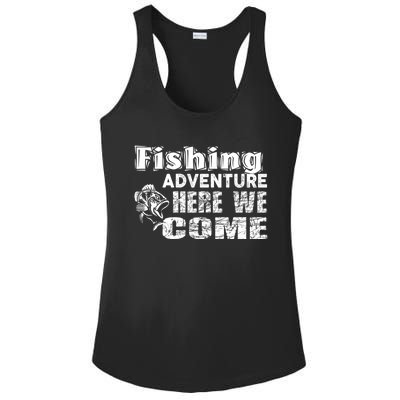 Funny Gift Fishing Adventure Here We Come Ladies PosiCharge Competitor Racerback Tank