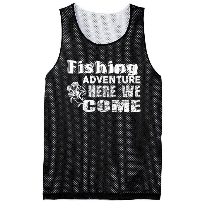 Funny Gift Fishing Adventure Here We Come Mesh Reversible Basketball Jersey Tank