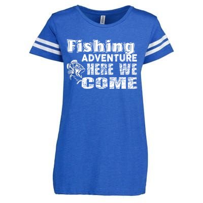 Funny Gift Fishing Adventure Here We Come Enza Ladies Jersey Football T-Shirt