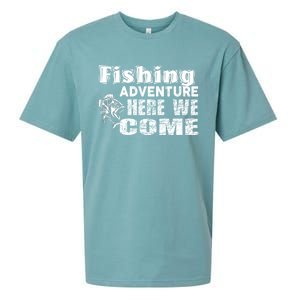 Funny Gift Fishing Adventure Here We Come Sueded Cloud Jersey T-Shirt