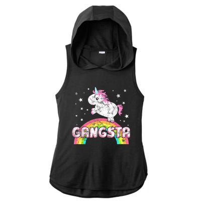 Funny Gift For Ironic Cool Unicorn Gangsta Rap Music Festival Ladies PosiCharge Tri-Blend Wicking Draft Hoodie Tank