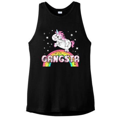 Funny Gift For Ironic Cool Unicorn Gangsta Rap Music Festival Ladies PosiCharge Tri-Blend Wicking Tank