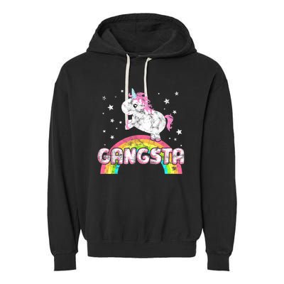 Funny Gift For Ironic Cool Unicorn Gangsta Rap Music Festival Garment-Dyed Fleece Hoodie