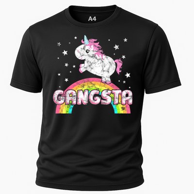 Funny Gift For Ironic Cool Unicorn Gangsta Rap Music Festival Cooling Performance Crew T-Shirt