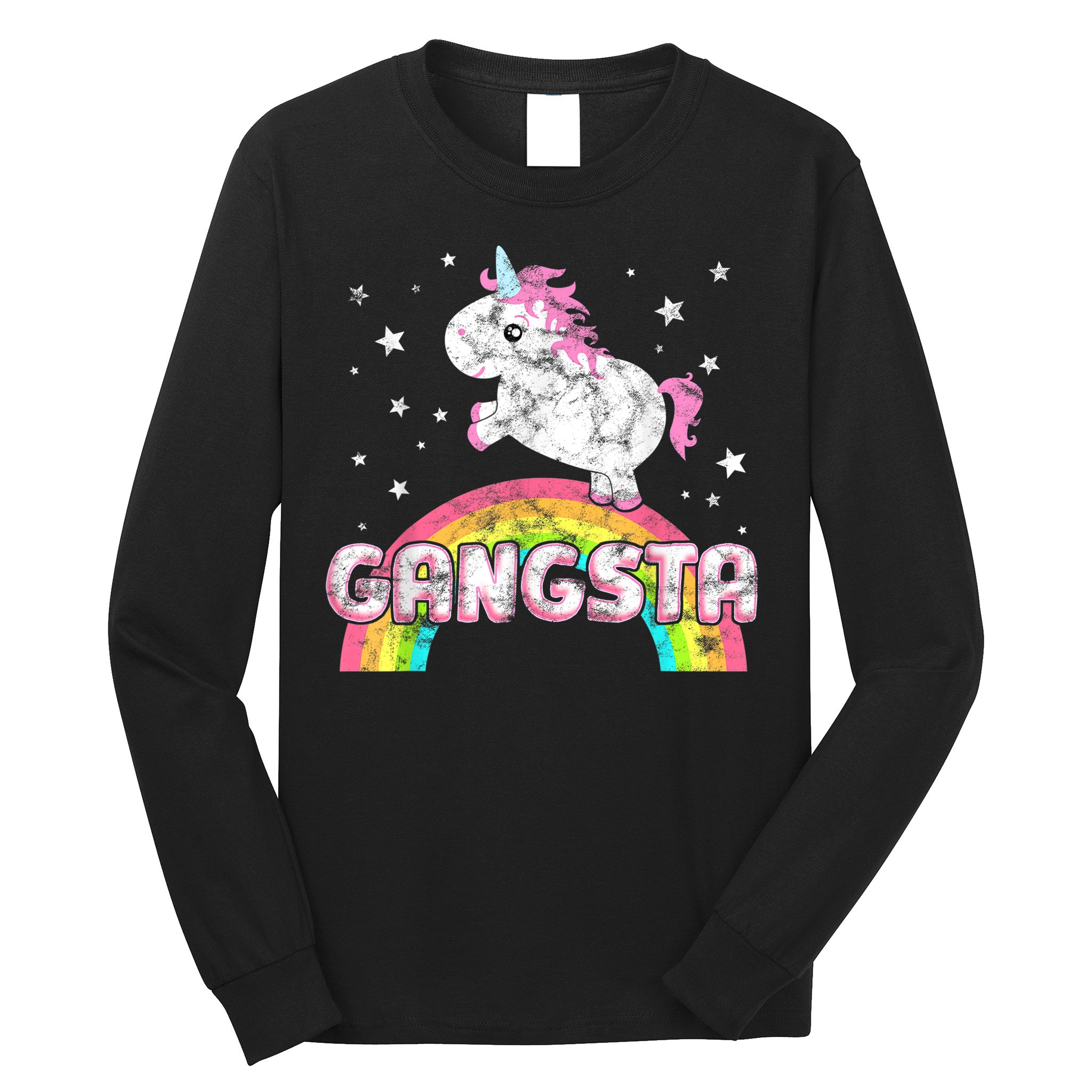 Funny Gift For Ironic Cool Unicorn Gangsta Rap Music Festival Long Sleeve Shirt