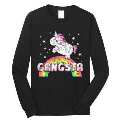 Funny Gift For Ironic Cool Unicorn Gangsta Rap Music Festival Long Sleeve Shirt