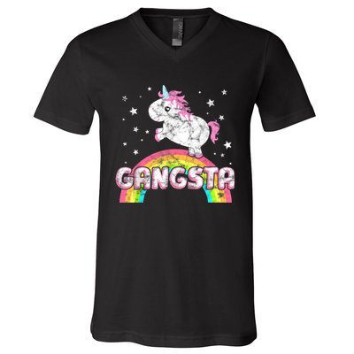 Funny Gift For Ironic Cool Unicorn Gangsta Rap Music Festival V-Neck T-Shirt