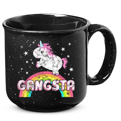 Funny Gift For Ironic Cool Unicorn Gangsta Rap Music Festival 15oz Campfire Ceramic Mug