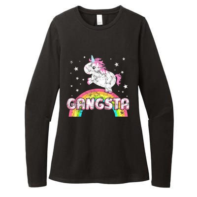 Funny Gift For Ironic Cool Unicorn Gangsta Rap Music Festival Womens CVC Long Sleeve Shirt