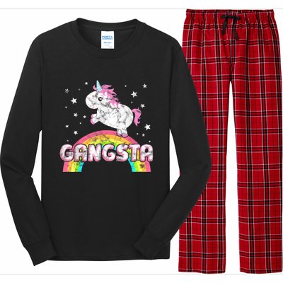 Funny Gift For Ironic Cool Unicorn Gangsta Rap Music Festival Long Sleeve Pajama Set