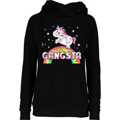 Funny Gift For Ironic Cool Unicorn Gangsta Rap Music Festival Womens Funnel Neck Pullover Hood