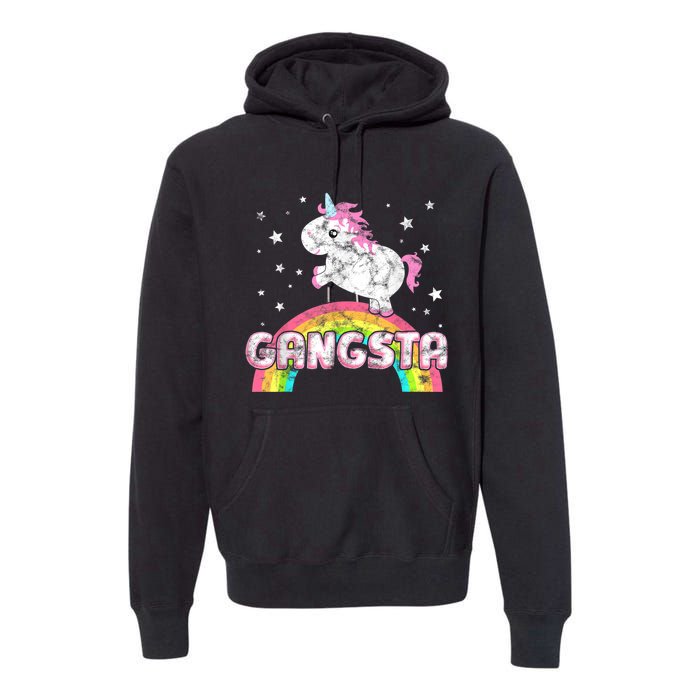 Funny Gift For Ironic Cool Unicorn Gangsta Rap Music Festival Premium Hoodie