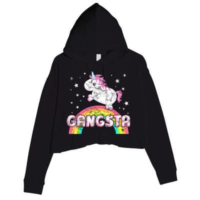 Funny Gift For Ironic Cool Unicorn Gangsta Rap Music Festival Crop Fleece Hoodie