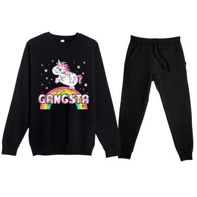 Funny Gift For Ironic Cool Unicorn Gangsta Rap Music Festival Premium Crewneck Sweatsuit Set