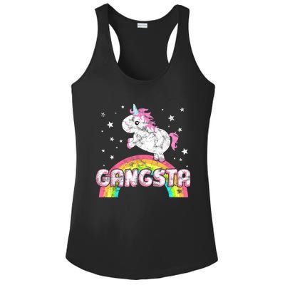 Funny Gift For Ironic Cool Unicorn Gangsta Rap Music Festival Ladies PosiCharge Competitor Racerback Tank