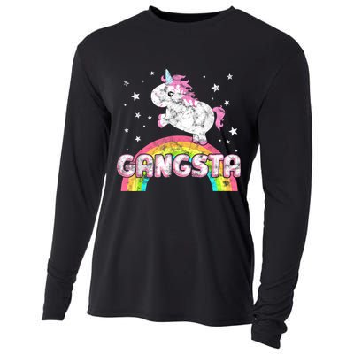 Funny Gift For Ironic Cool Unicorn Gangsta Rap Music Festival Cooling Performance Long Sleeve Crew