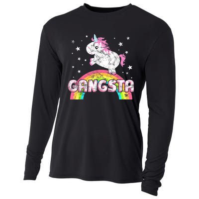 Funny Gift For Ironic Cool Unicorn Gangsta Rap Music Festival Cooling Performance Long Sleeve Crew