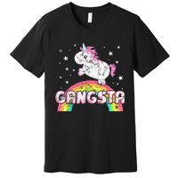 Funny Gift For Ironic Cool Unicorn Gangsta Rap Music Festival Premium T-Shirt