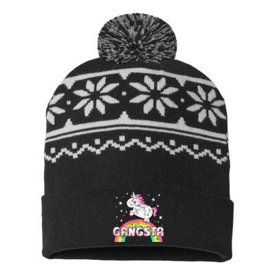 Funny Gift For Ironic Cool Unicorn Gangsta Rap Music Festival USA-Made Snowflake Beanie