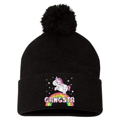 Funny Gift For Ironic Cool Unicorn Gangsta Rap Music Festival Pom Pom 12in Knit Beanie