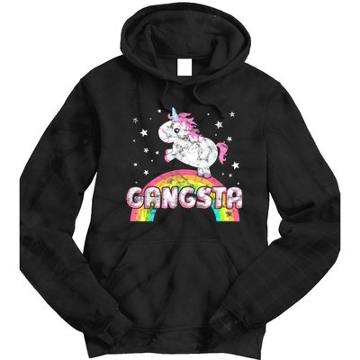 Funny Gift For Ironic Cool Unicorn Gangsta Rap Music Festival Tie Dye Hoodie