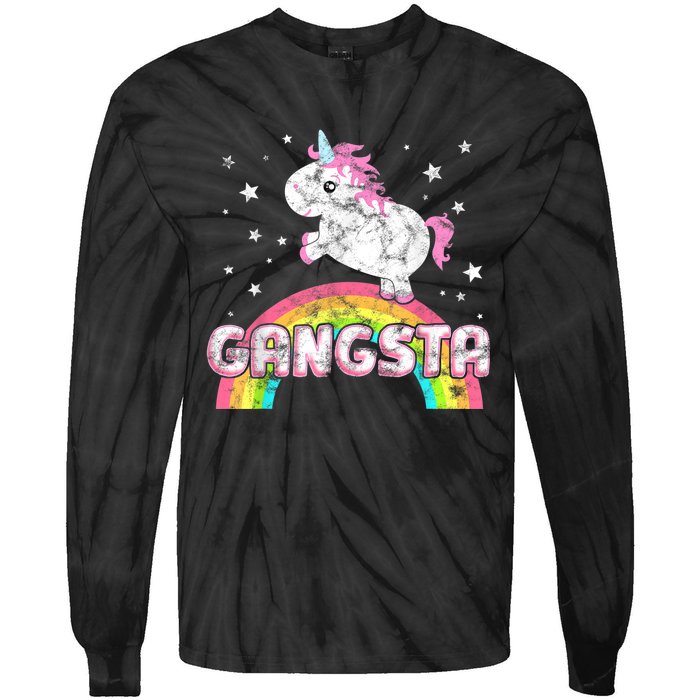 Funny Gift For Ironic Cool Unicorn Gangsta Rap Music Festival Tie-Dye Long Sleeve Shirt