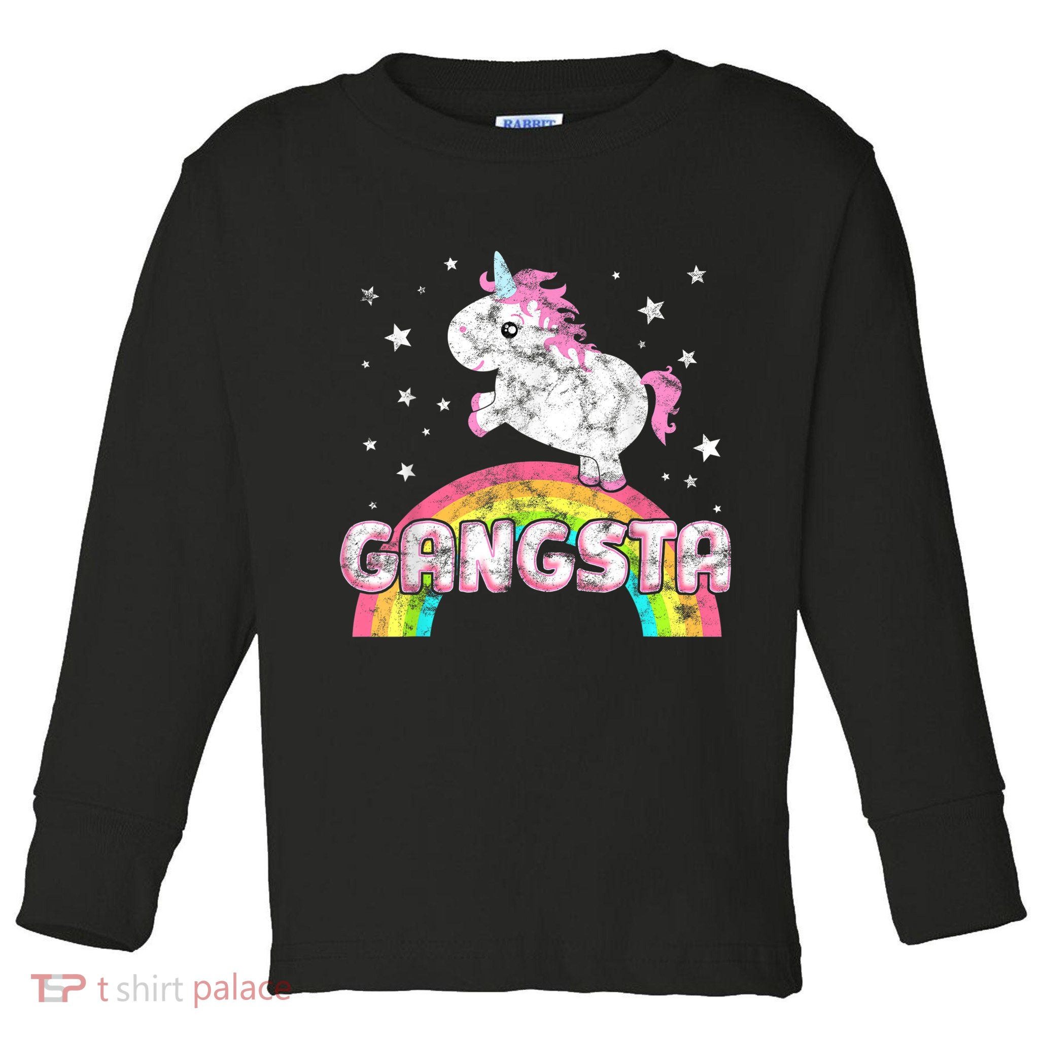 Funny Gift For Ironic Cool Unicorn Gangsta Rap Music Festival Toddler Long Sleeve Shirt