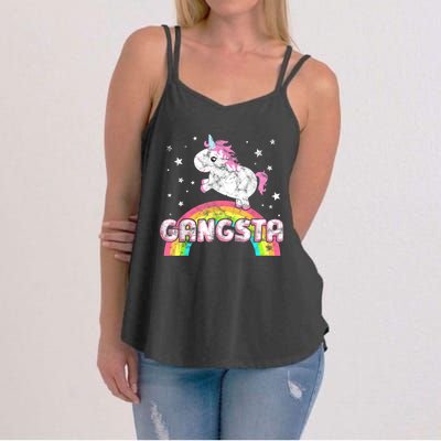 Funny Gift For Ironic Cool Unicorn Gangsta Rap Music Festival Women's Strappy Tank