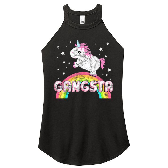 Funny Gift For Ironic Cool Unicorn Gangsta Rap Music Festival Women's Perfect Tri Rocker Tank